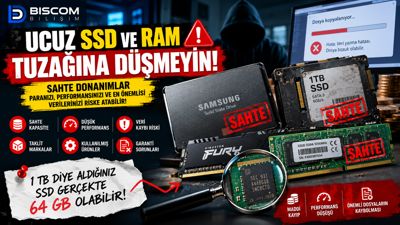 SAHTE SSD VE RAM TEHLİKESİ: UCUZ DONANIM ALIRKEN VERİLERİNİZDEN OLMAYIN!